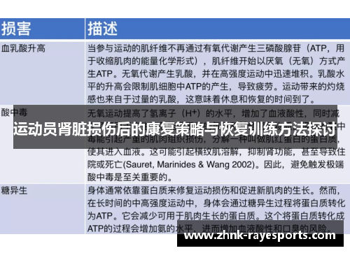 运动员肾脏损伤后的康复策略与恢复训练方法探讨